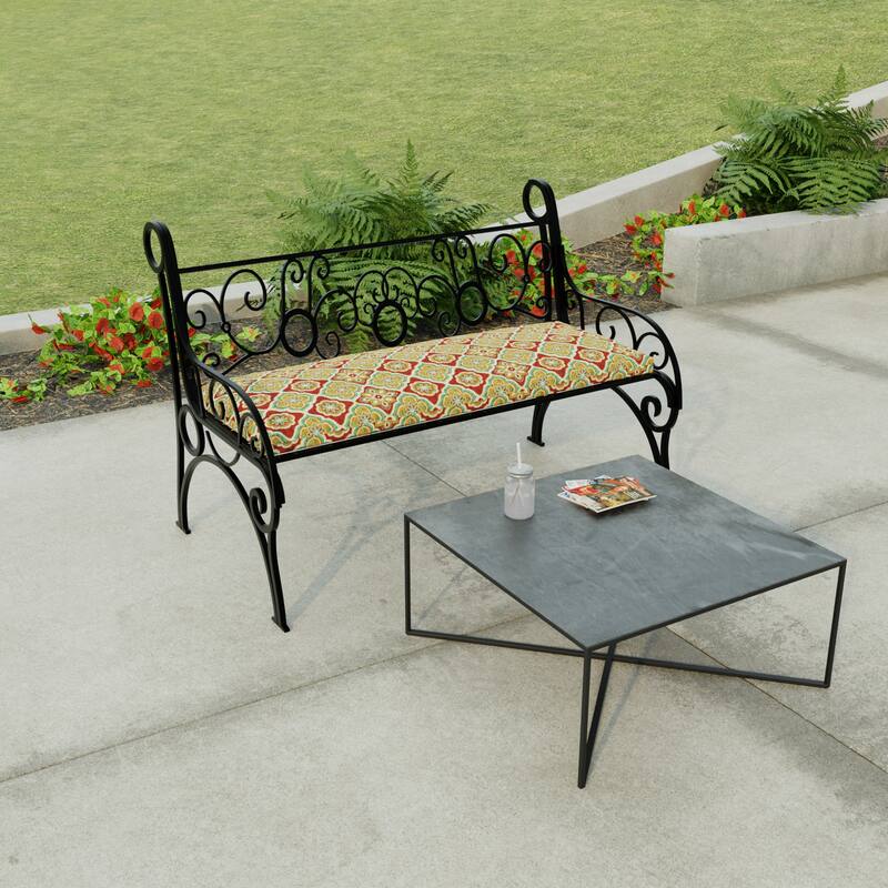 48" x 18" Outdoor Bench Cushion with Ties - 18'' L x 48'' W x 3.5'' H - Adonis Jewel