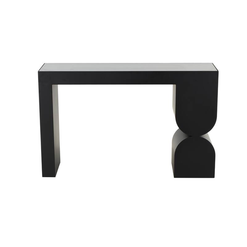 Metal Geometric Console Table with Stacked Arched Table Leg - Black - Roche River Decor - 13"W x 47"L x 30"H