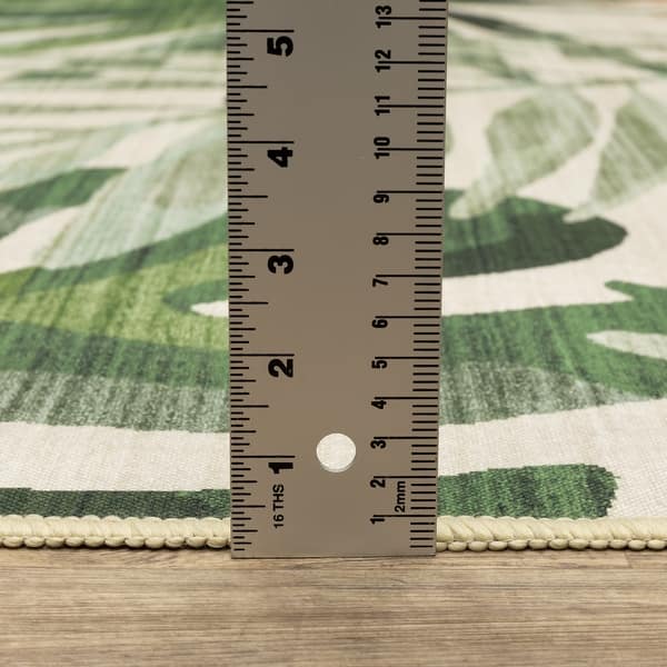 Style Haven Flores Tropical Palms Beige/Green Indoor-Outdoor Washable ...
