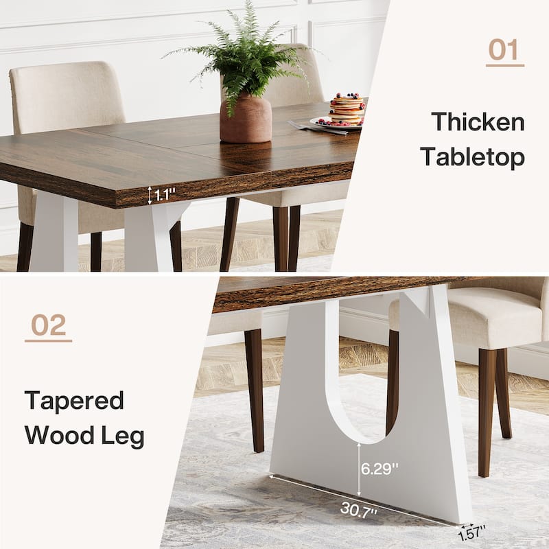 Oak Large Dining Table Wood Rectangular Kitchen Table for Dining Room