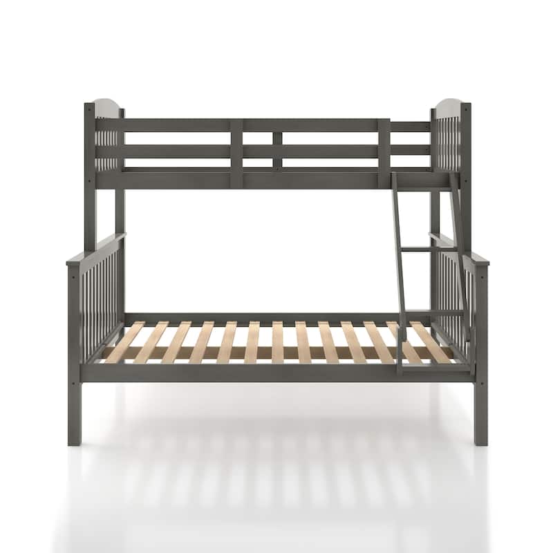 Furniture of America Hayes Twin over Full Solid Wood Detachable Bunk Bed with Ladder