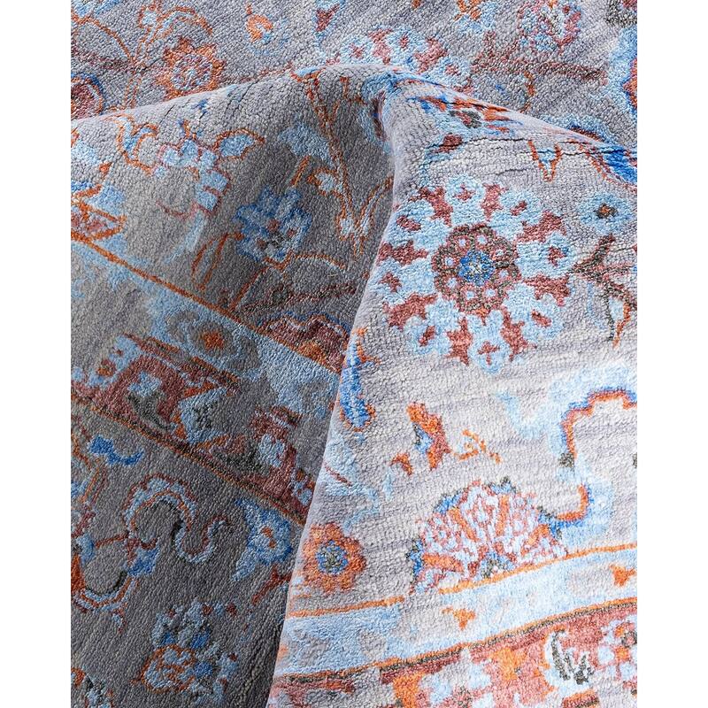 Ikat One-of-a-Kind Hand-Knotted Area Rug - Gray, 8' 2" x 10' 0" - 8' 2" x 10' 0"