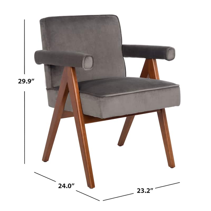 SAFAVIEH Suri Mid-Century Walnut Wood Arm Chair - 23.2" Wx 24" L x 29.9" H