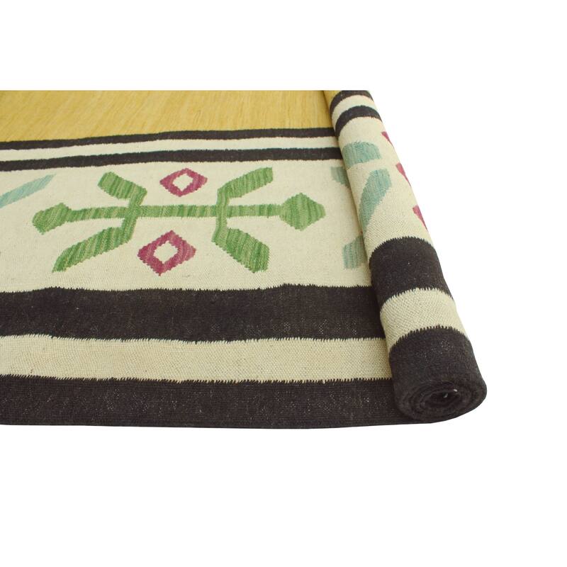 Modern Flatweave Macy Gold/Ivory Rug - 6'5" x 10'0"