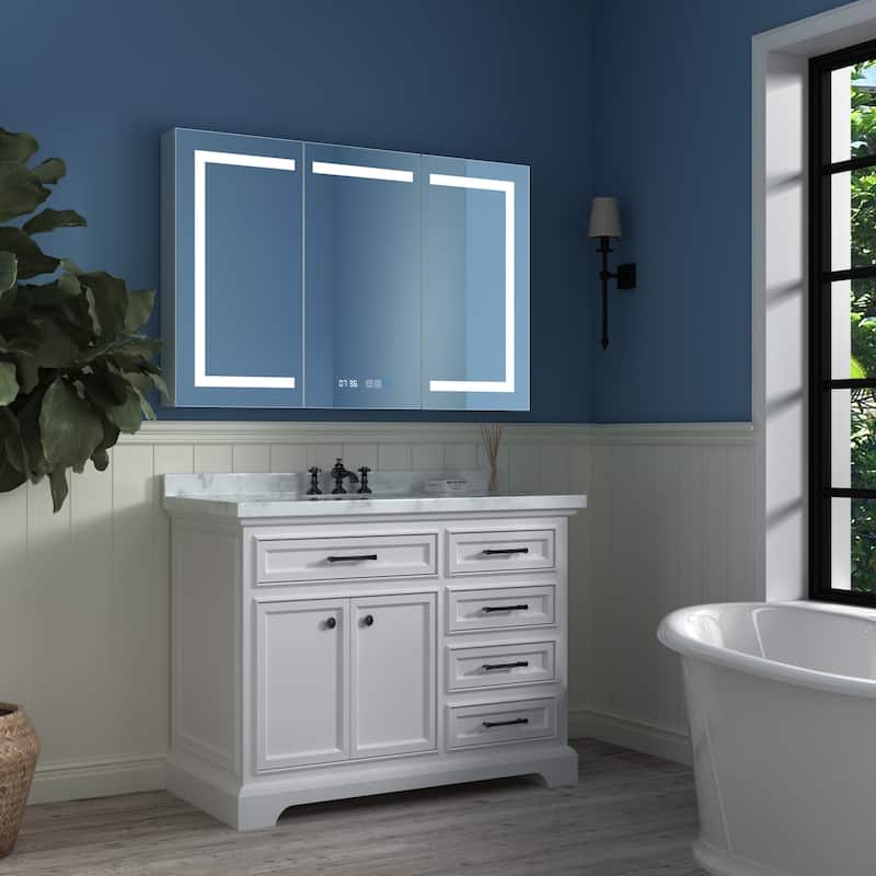 ExBrite LED Lighted Bathroom Medicine Cabinet with Mirror Recessed or Surface led Medicine Cabinet