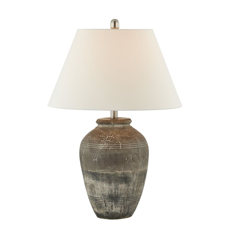 Kellen 28" Table Lamp with Linen Shade, Brown/Taupe