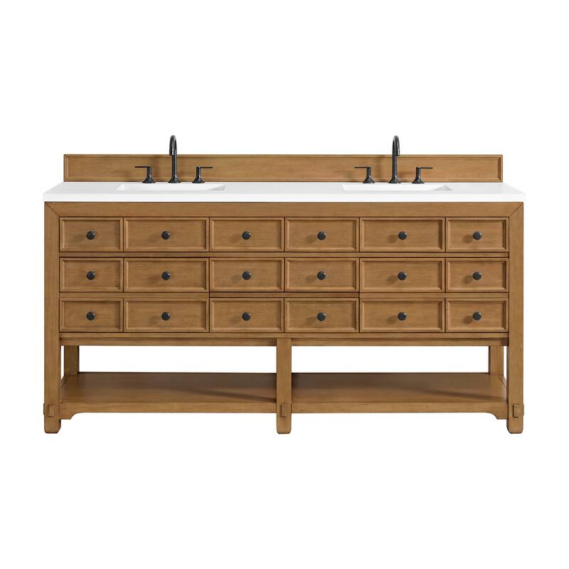James Martin Vanities 505-V72-3WZ Malibu 72" Free Standing Double - Amber Birch - Wood Finish