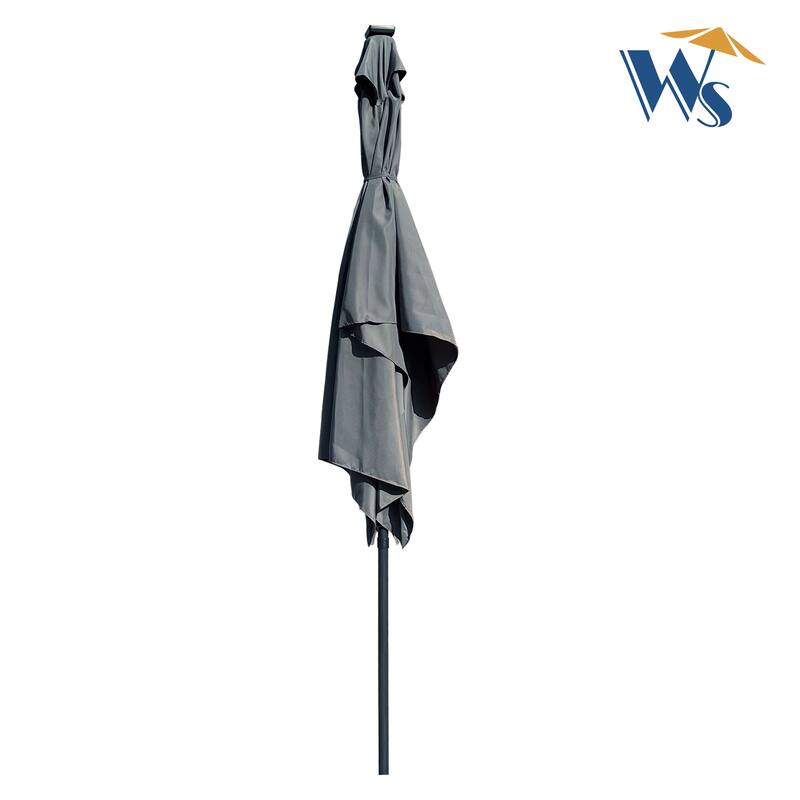 10ft Solar LED Rectangular Patio Umbrella with Crank and Tilt for Outdoor Use