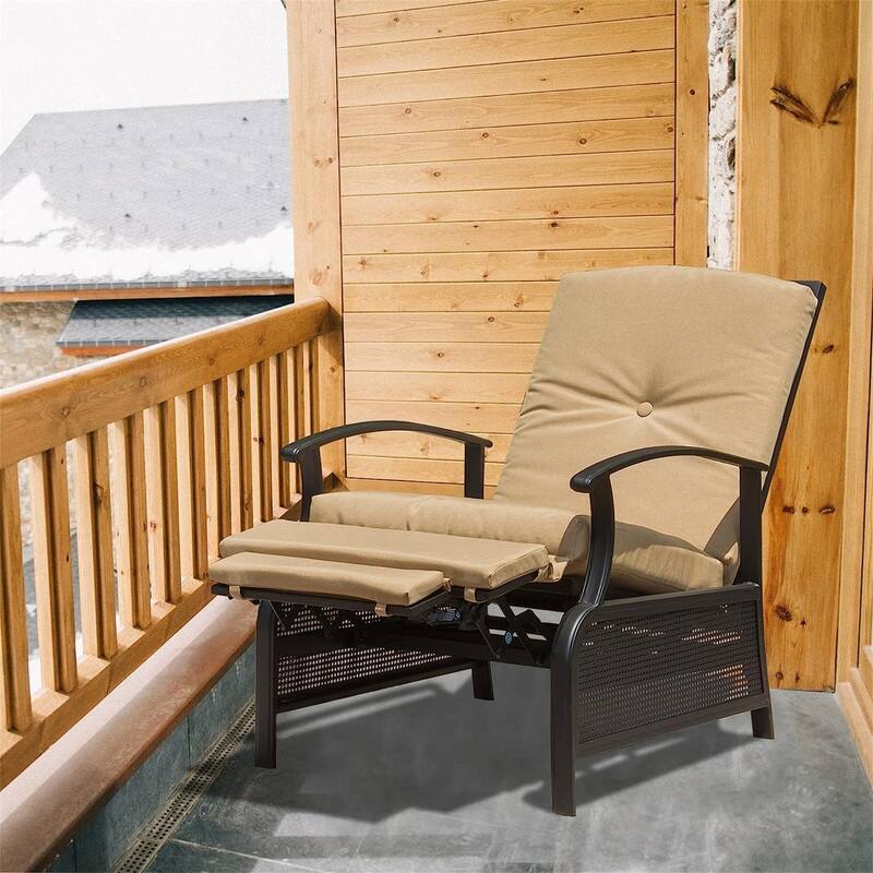 Outdoor Adjustable Patio Recliner Chair with Cushions Bed Bath