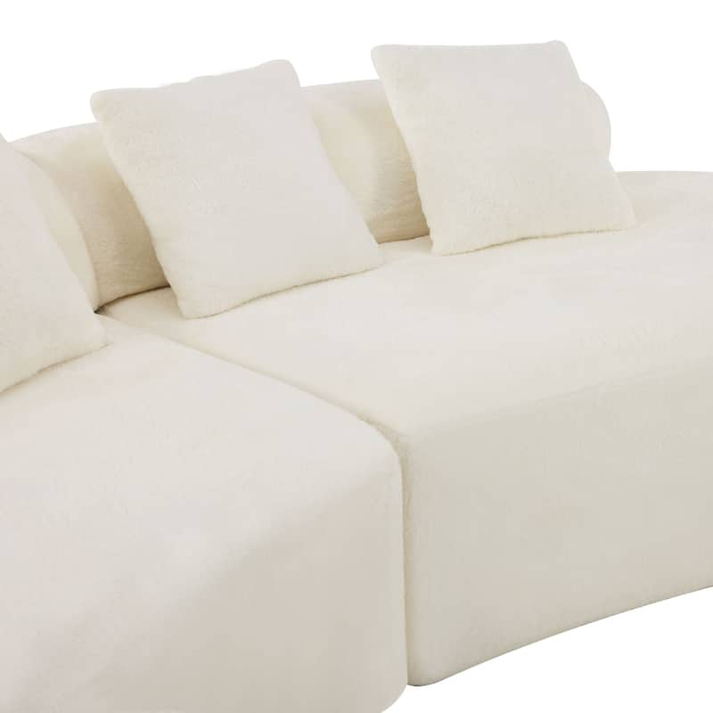 Modern And Simple Curved Flannelette Sofa.Creative Multi-Seater,With A Combination Of Pillows