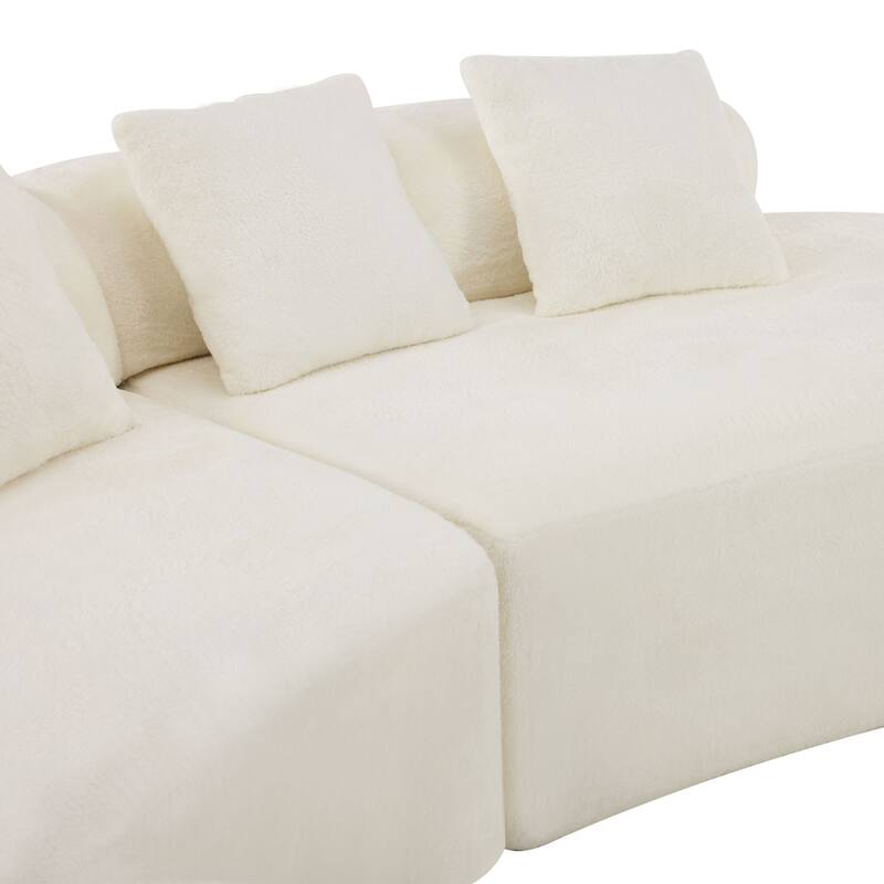 Roomfitters Modern Curved Flannelette Multi-Seater Sofa with Pillows, Creative Minimalist Design for Living Room