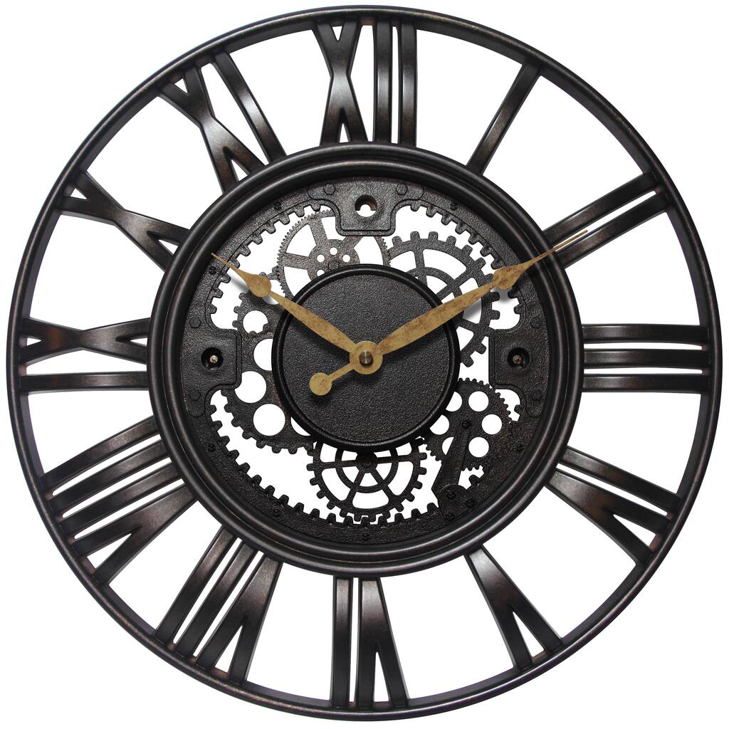 Infinity Instruments Roman Gear Molded Plastic 15-inch Wall Clock - 15 ...