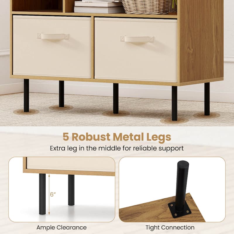 Costway 6-Cube Bookshelf with 3 Removable Folding Fabric Drawers Metal - See Details