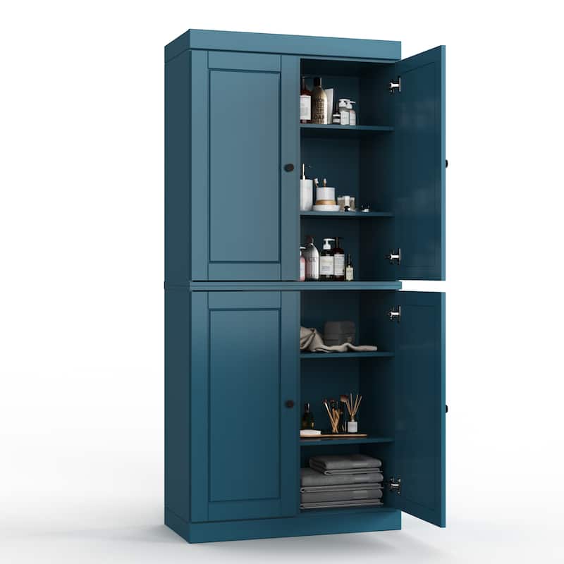 Palace Imports 100% Solid Wood Bathroom & Laundry Storage Cabinet, Raised Panel Doors, Adjustable Shelves, 32" Wide, 71.5" Tall