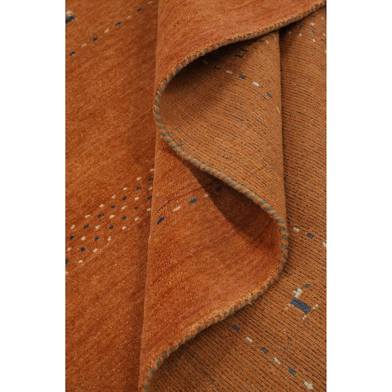 Hand Knotted Oriental 100% Wool Carpet Tribal Animal Pictorial Oranges & Rust Gabbeh Area Rug - 7' 11'' X 7' 10''