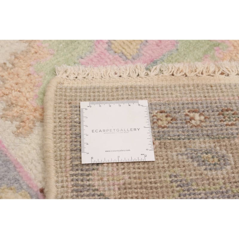 ECARPETGALLERY Hand-knotted Modern Oushak Ivory Wool Rug - 2'5 x 7'10