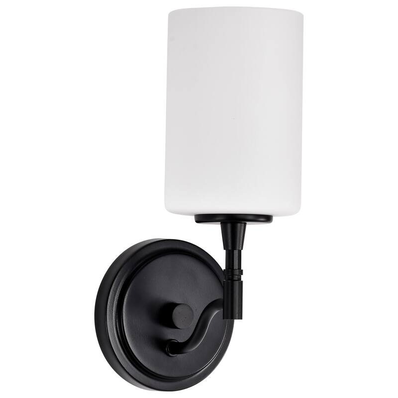 Liam 1 Light Vanity Matte Black White Opal Glass - Matte Black