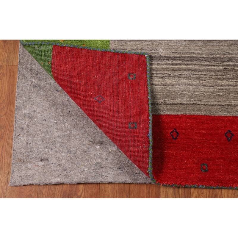 Striped Gabbeh Indian Area Rug Handmade Multi-Color Wool Carpet - 8'1"x 9'7"