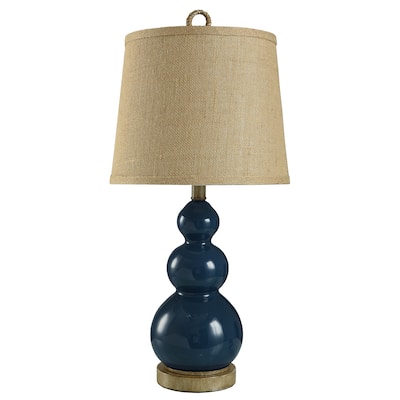 The Curated Nomad Nayla Nautical Blue Table Lamp with Burlap Shade