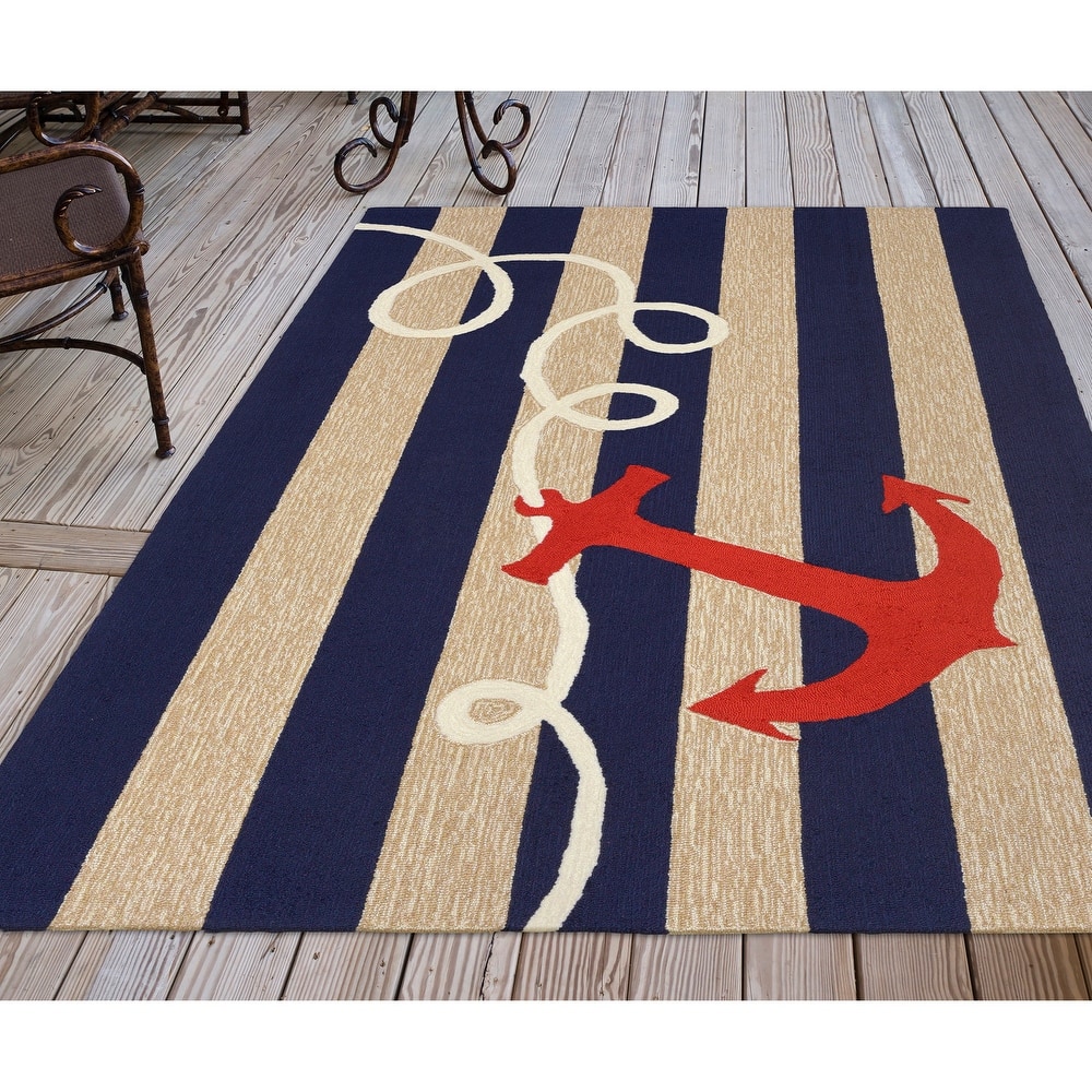Liora Manne Frontporch Anchor Indoor/Outdoor Rug Navy 5'X7'6"