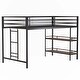 preview thumbnail 8 of 16, twin loft bunk black with Cinnamon wood shelf
