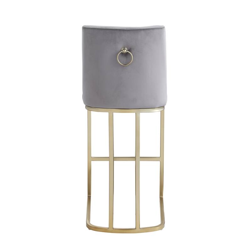 Bar Stools Set of 2 Counter Height 26" Bar Stools with Back,Gold Brushed Barstools Modern Velvet Fabric Kitchen Stools