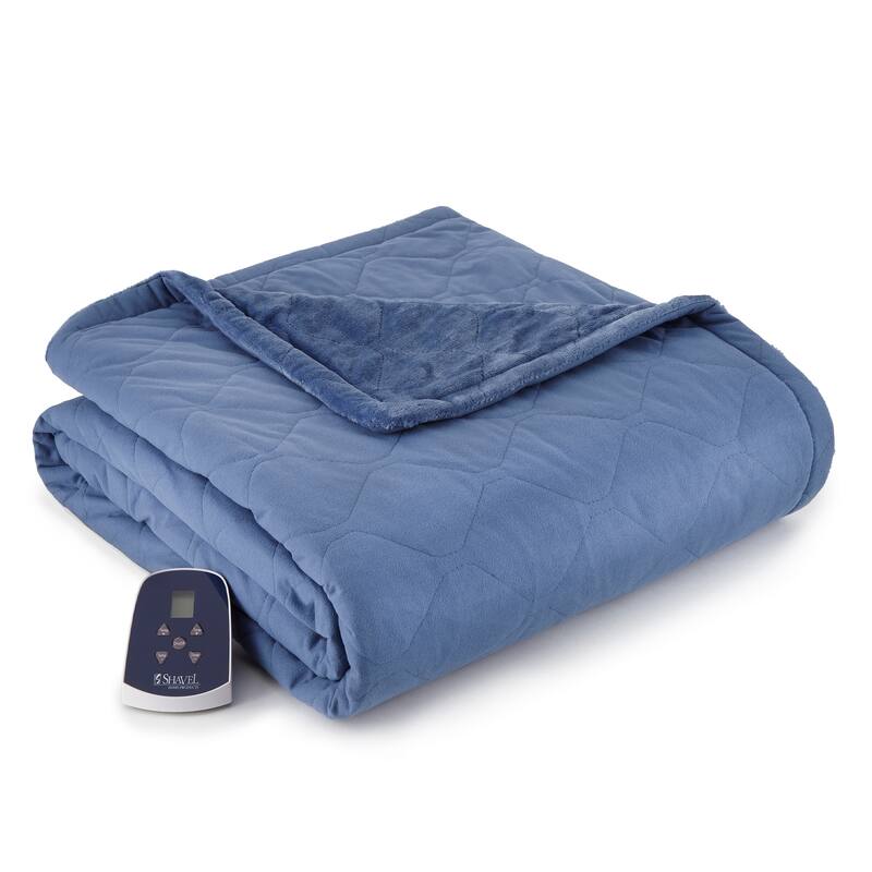 Shavel Micro Flannel® Reverse to Ultra Velvet® Oversized Electric Throw - Indigo