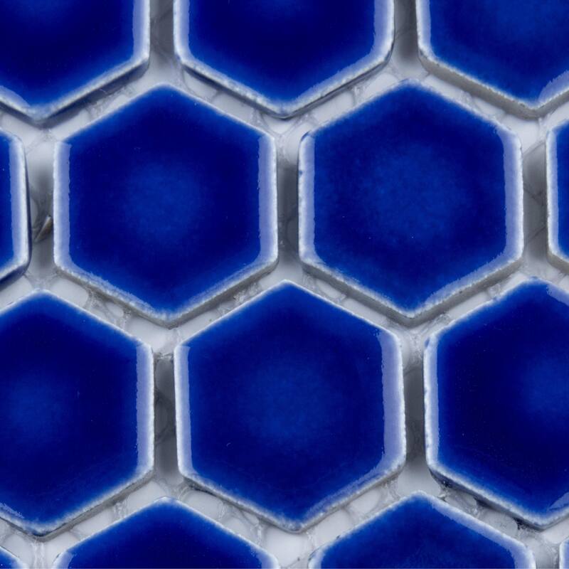 Merola Tile Metro Ion 1" Hex Sapphire 10-1/4" x 11-7/8" Porcelain Mosaic Wall Tile