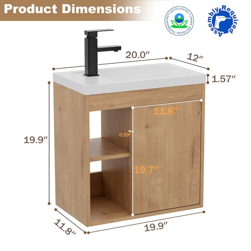 Single-Door Wall Cabinet with Integrated Basin