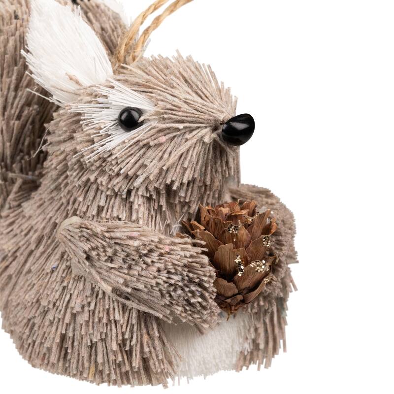 Woodland Critters Christmas Ornaments - 6" - Ivory and Brown - Set of 4