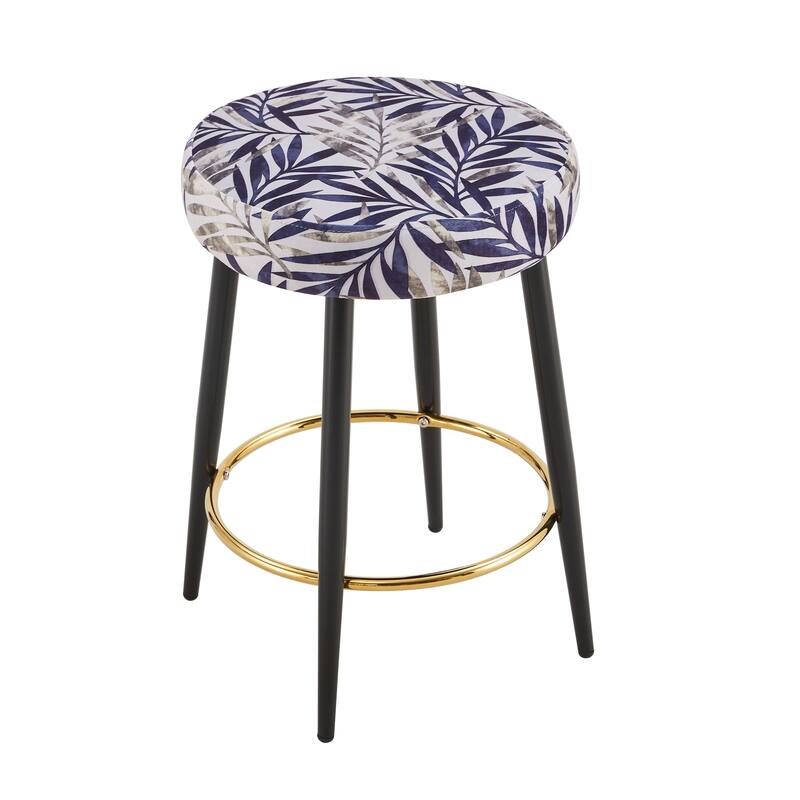 Bar Stools PU Kitchen Stools Upholstered Stools with Golden Footrest