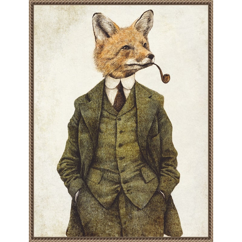 The Vintage Stylish Fox by Mike Koubou (23 x 30 in.), Framed Canvas Wall Art Print