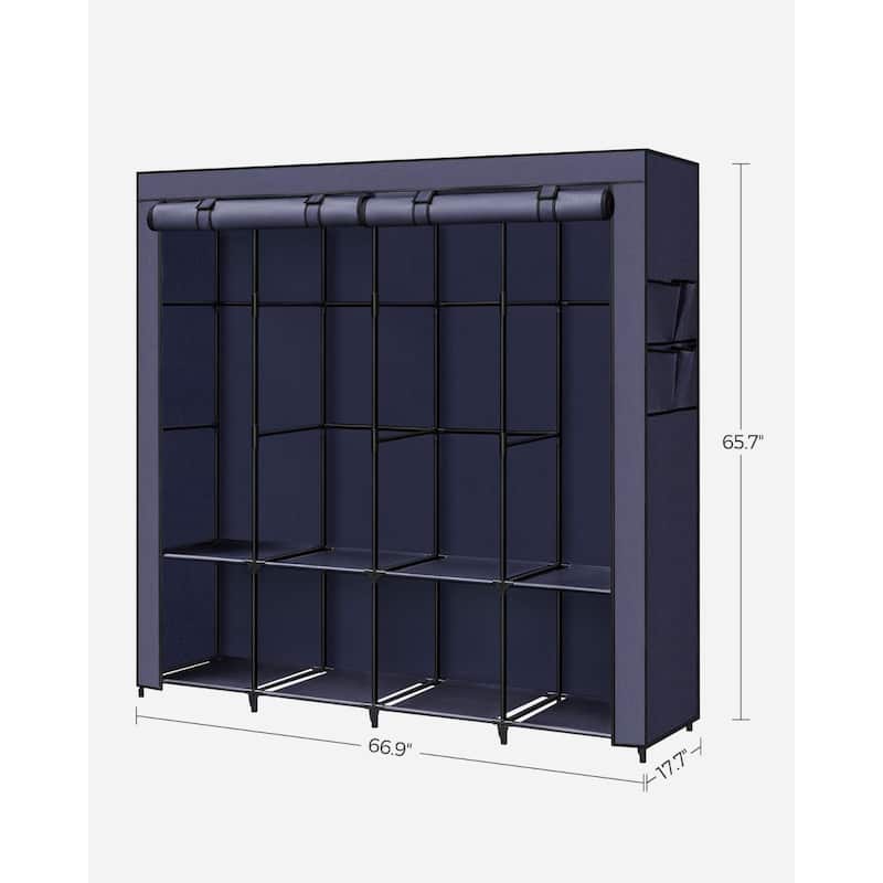 Multi-Section Fabric Closet Organizer with Sturdy Steel Tubes and 4 Convenient Storage Pockets