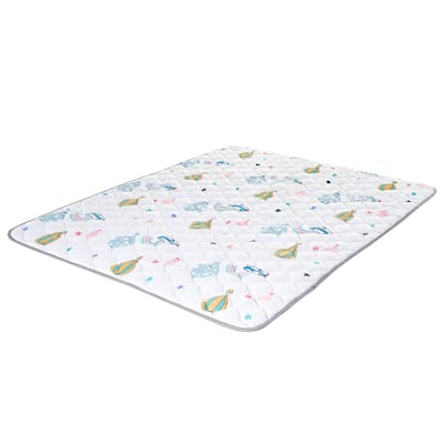 White Synthetic Fiber Baby Play Mat 59x79 Inch with Anti-Slip and Machine Washable - 79” L x 59” W