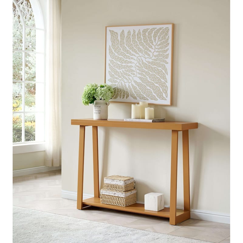 Emma Collection Wood 44" Modern Console Table with Shelf - Honey Mustard