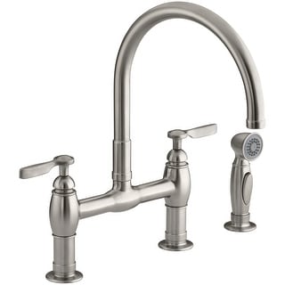 Kohler K-6131-4 Parq Double Handle Bridge Faucet with Sidespray - Bed ...