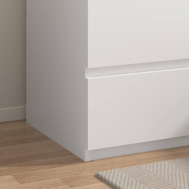 Anmytek Set of 2 White End Table USB C Charging Station 2 Drawers Wood Side Table for Living Room Bedroom