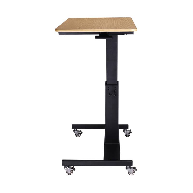 Rocelco 28 in. W Beige Height Adjustable Mobile School Standing Desk Cart with Gas Spring Assist and Laptop Riser Tray