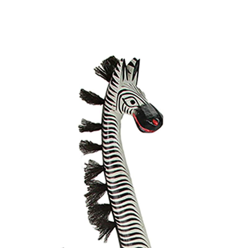 Zeckos 40 Inch Hand Carved / Painted Wood Zebra Sculpture Statue - 36 X 7.25 X 4.5 inches