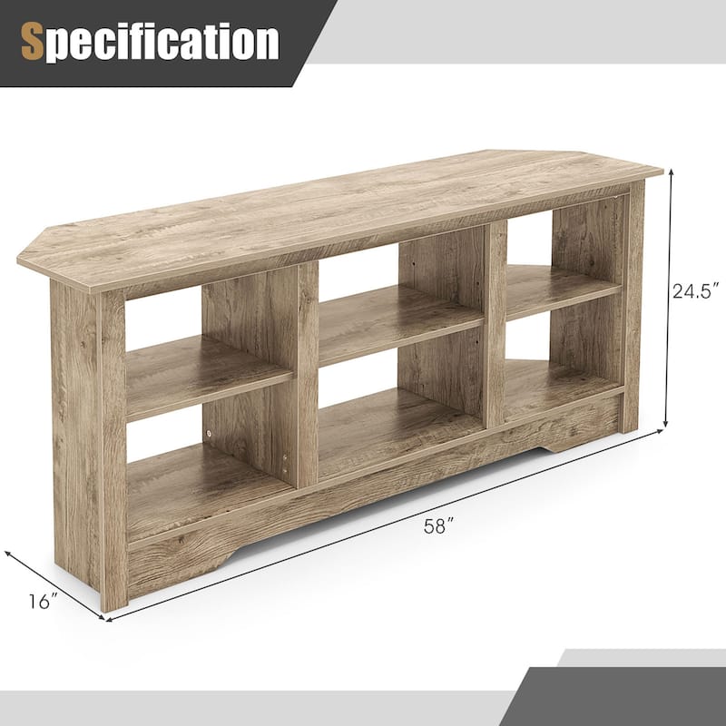Costway 58" TV Stand with 6 Open Storage Shelves Shelf for 18 inch - See Details
