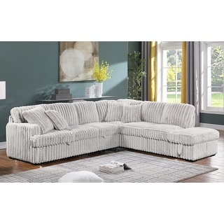 Corduroy Sleeper Sofa Bed with Storage Ottoman Sectional Sofa Couch ...