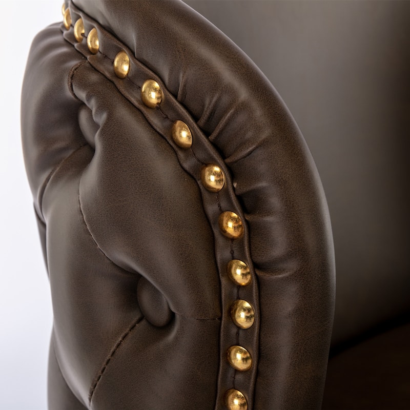 PU Upholstered Swivel Barstools Adjusatble Seat Height, Set of 2