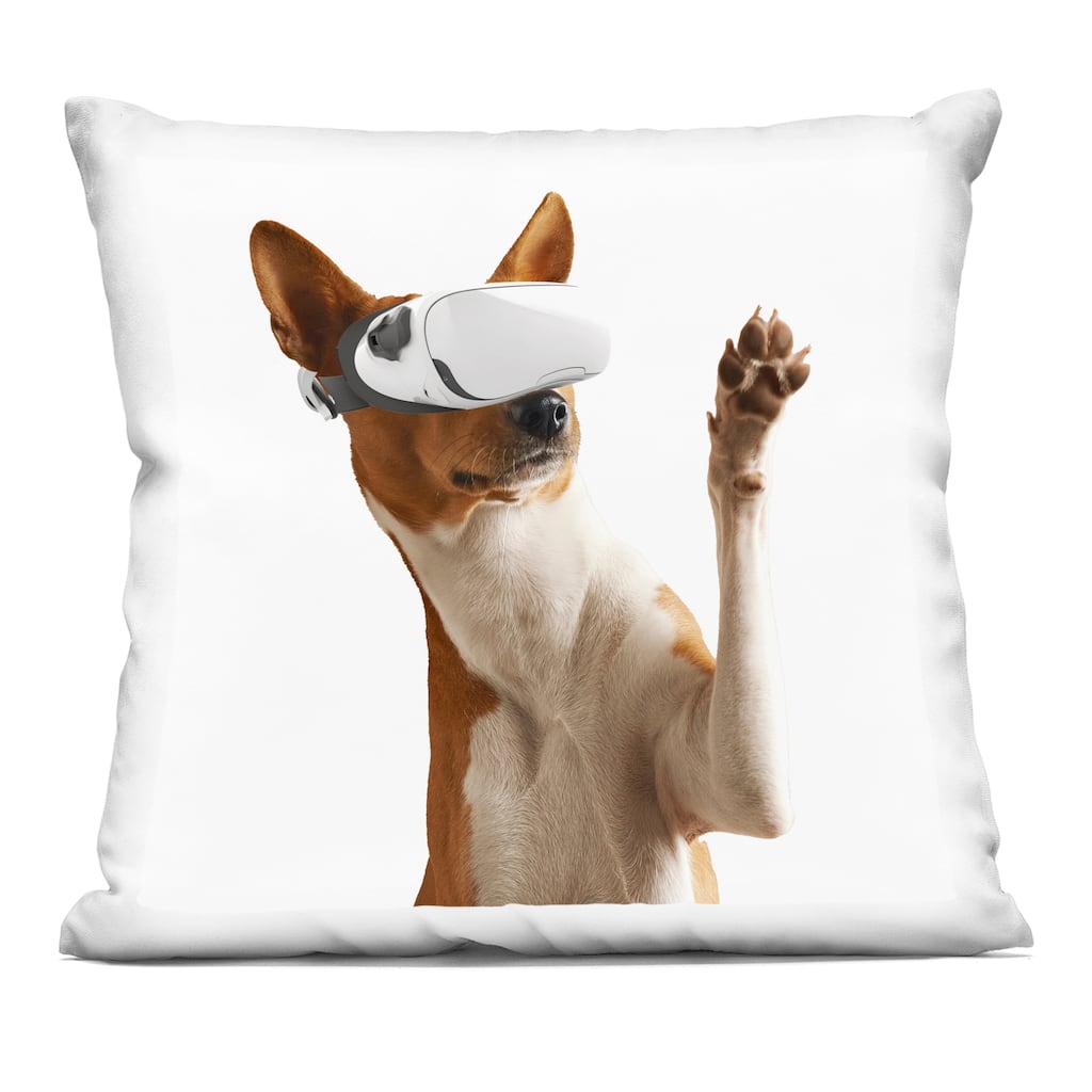 Stupell VR Gamer Dog Decorative Printed Throw Pillow Design by CAD Designs
