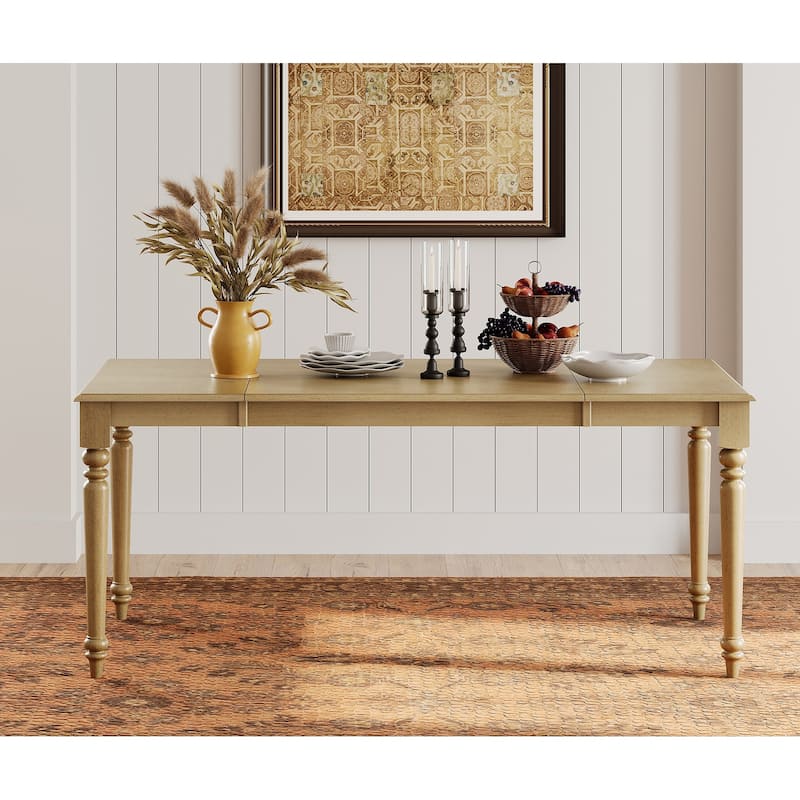 Farmhouse Dining Table for 6-8, Rubber Wood Dinner Tables for Kitchen - 70 Inch