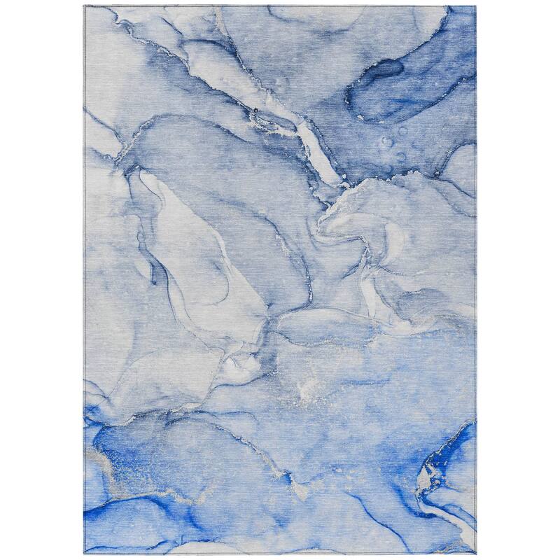Machine Washable Indoor/ Outdoor Marble Chantille Rug