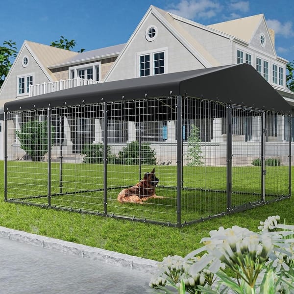 Large Matalde Large Outdoor Kennel, Heavy Duty Galvanized Steel