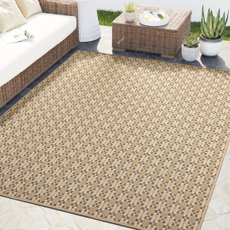Abani Rugs Patio PAT100A Outdoor Cream Beige Seamless Area Rug