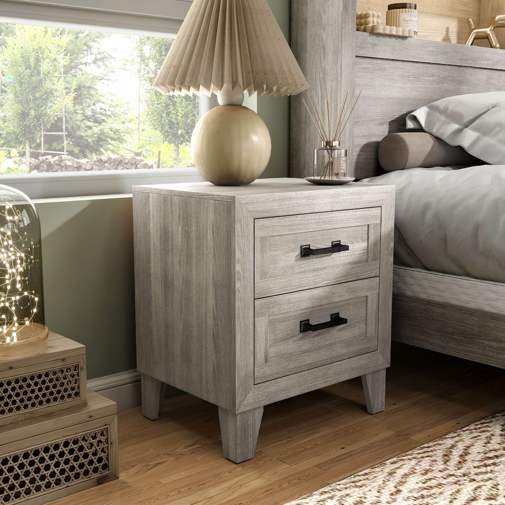 Furniture of America Holland Washed White Melamine Top 2-Drawer Nightstand