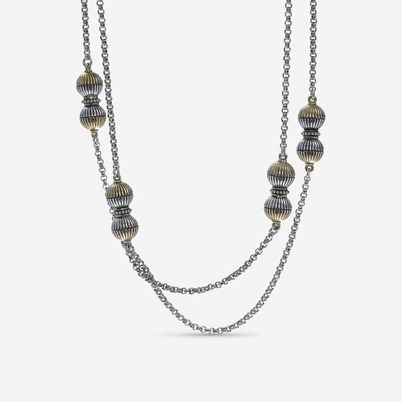 Konstantino Hebe Sterling Silver & 18K Yellow Gold Station Necklace - 36"