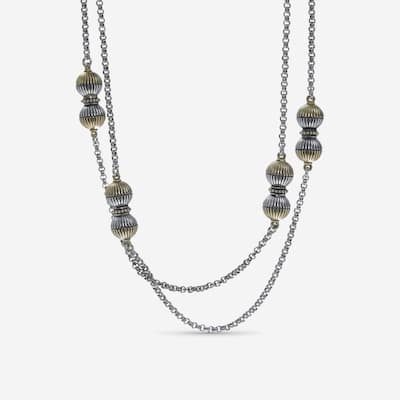 Konstantino Hebe Sterling Silver & 18K Yellow Gold Station Necklace - 36"